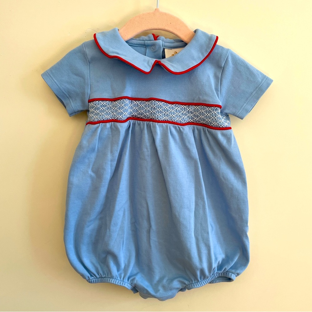 TBBC Smocked Banbury Bubble, Park City Periwinkle, Cotton (18M)